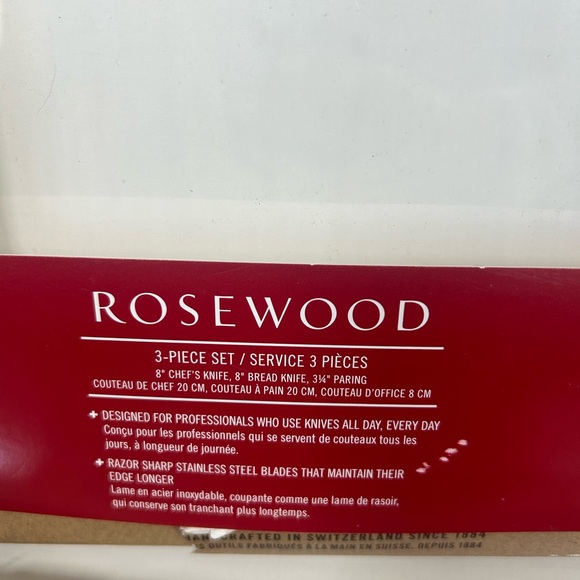 NEW Swiss Army-Victorinox German Made 3-Piece Wood Knife Set with Brown Handles - Picture 3 of 14